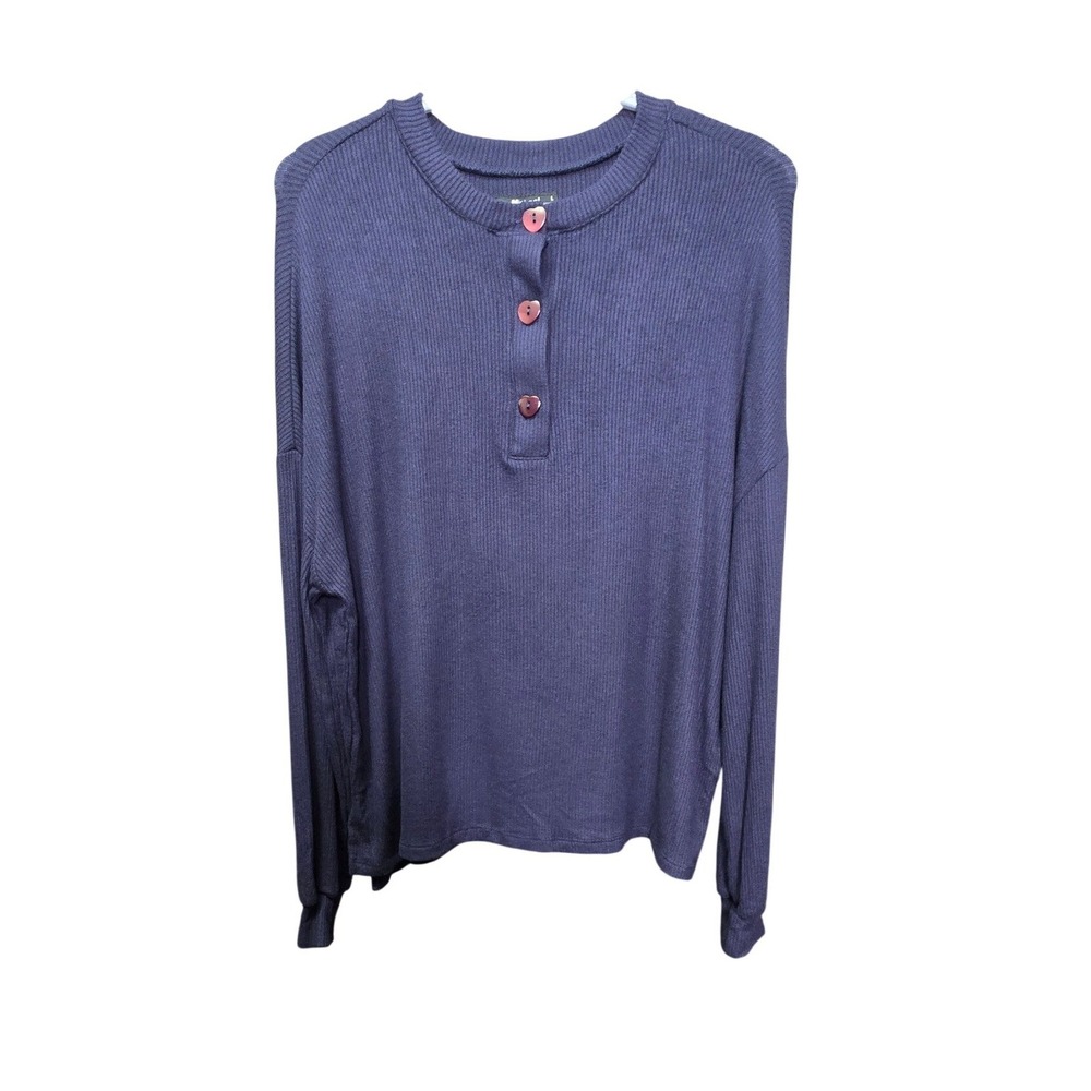 Michael Lauren Ribbed Cardigan Womens L Navy Blue Heart Button Knit Sweater NWT